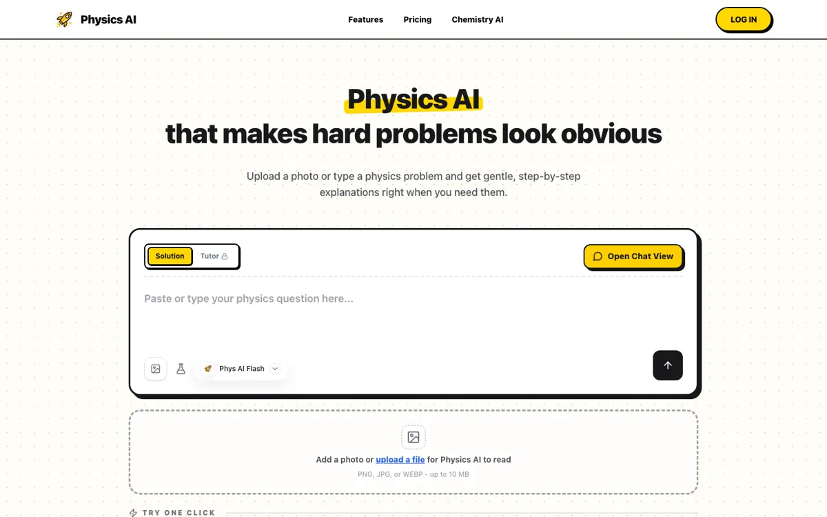 Physics AI official website and landing page preview
