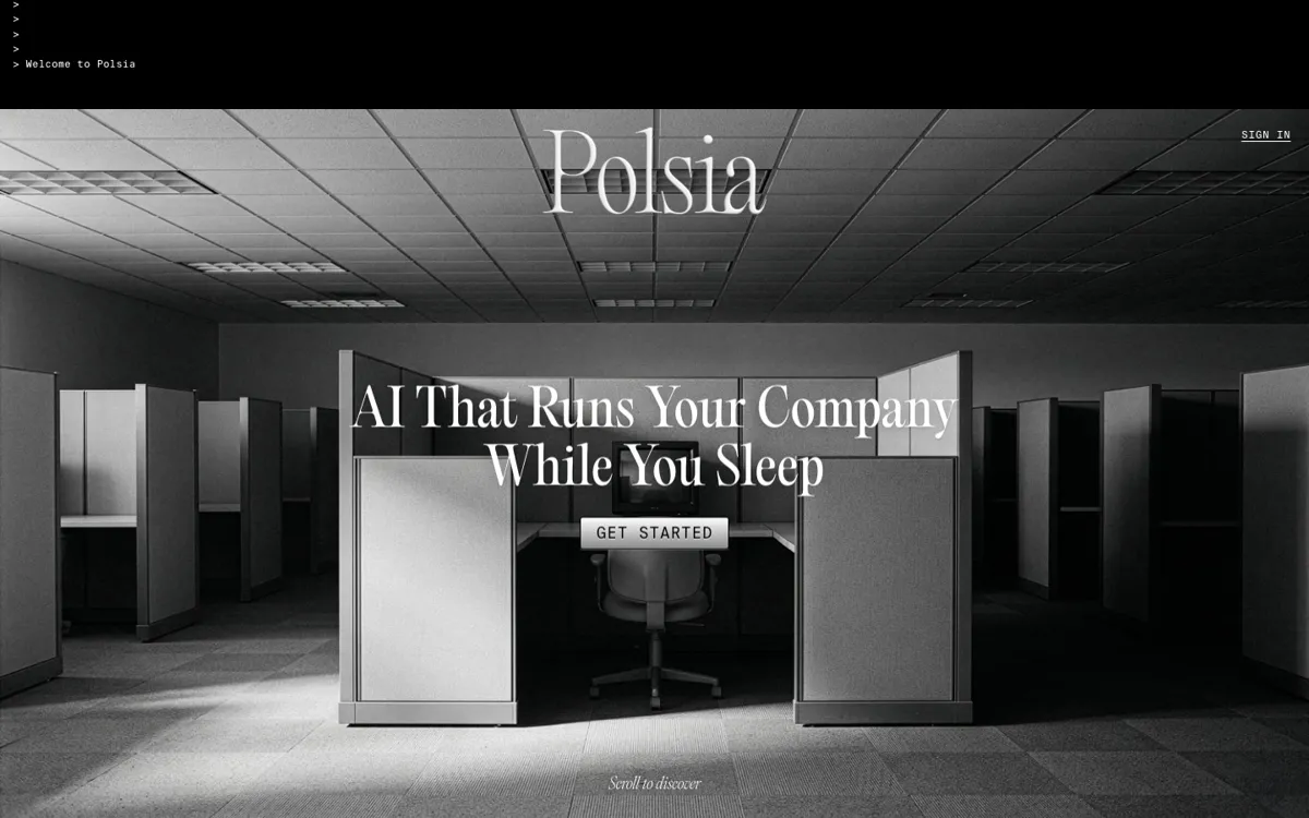 Polsia official website and landing page preview