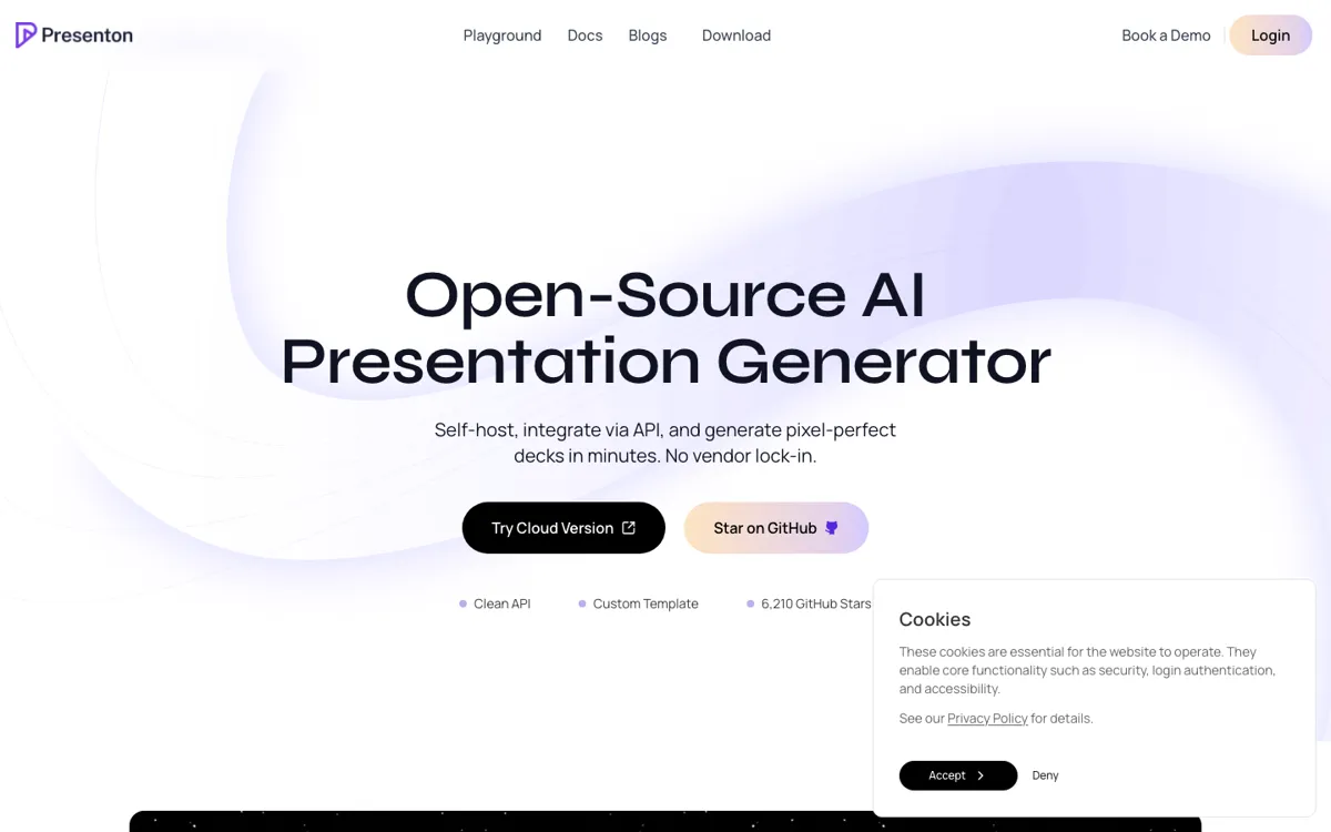 Presenton official website and landing page preview