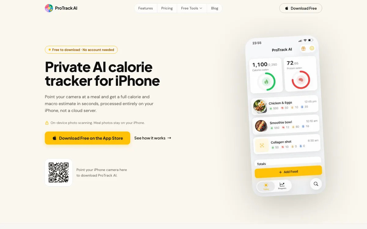 ProTrack AI official website and landing page preview