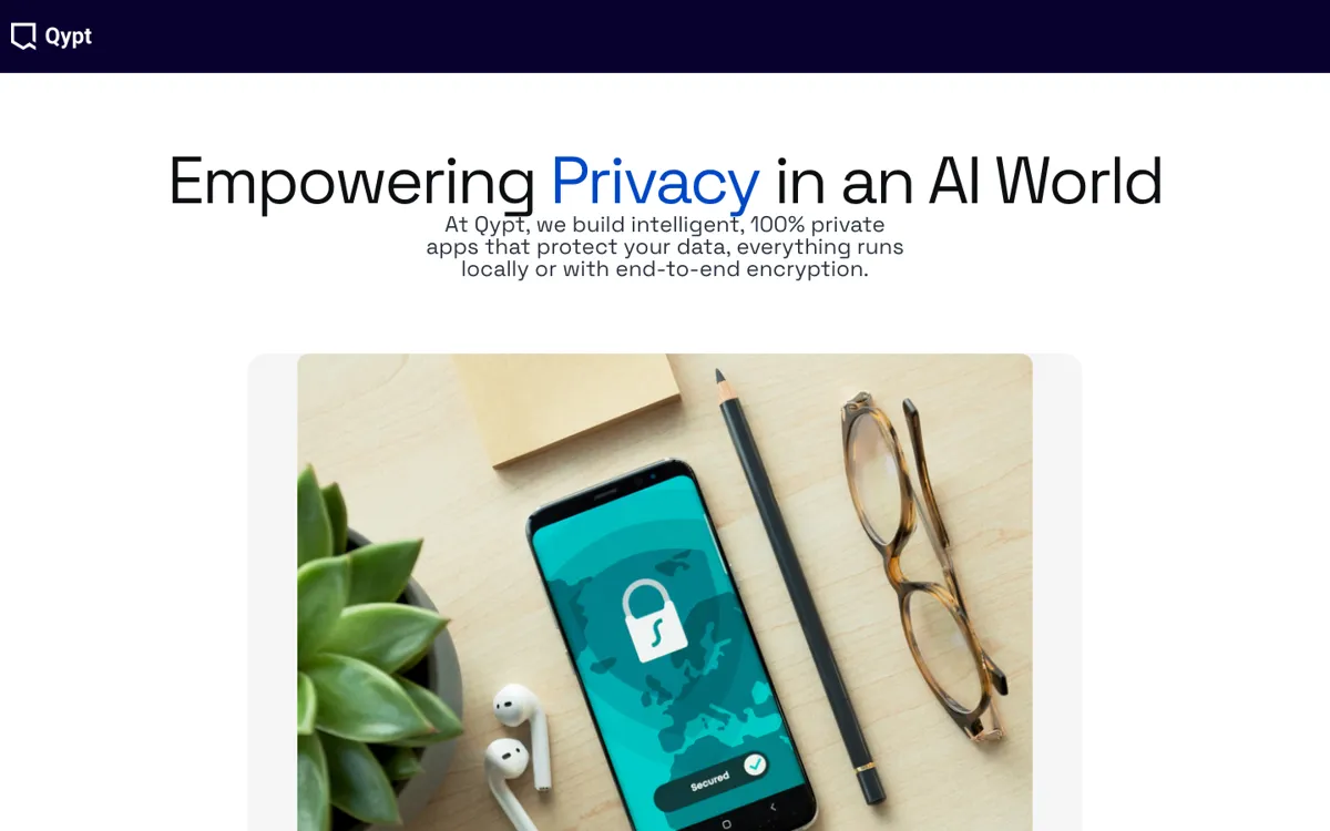 Qypt AI official website and landing page preview