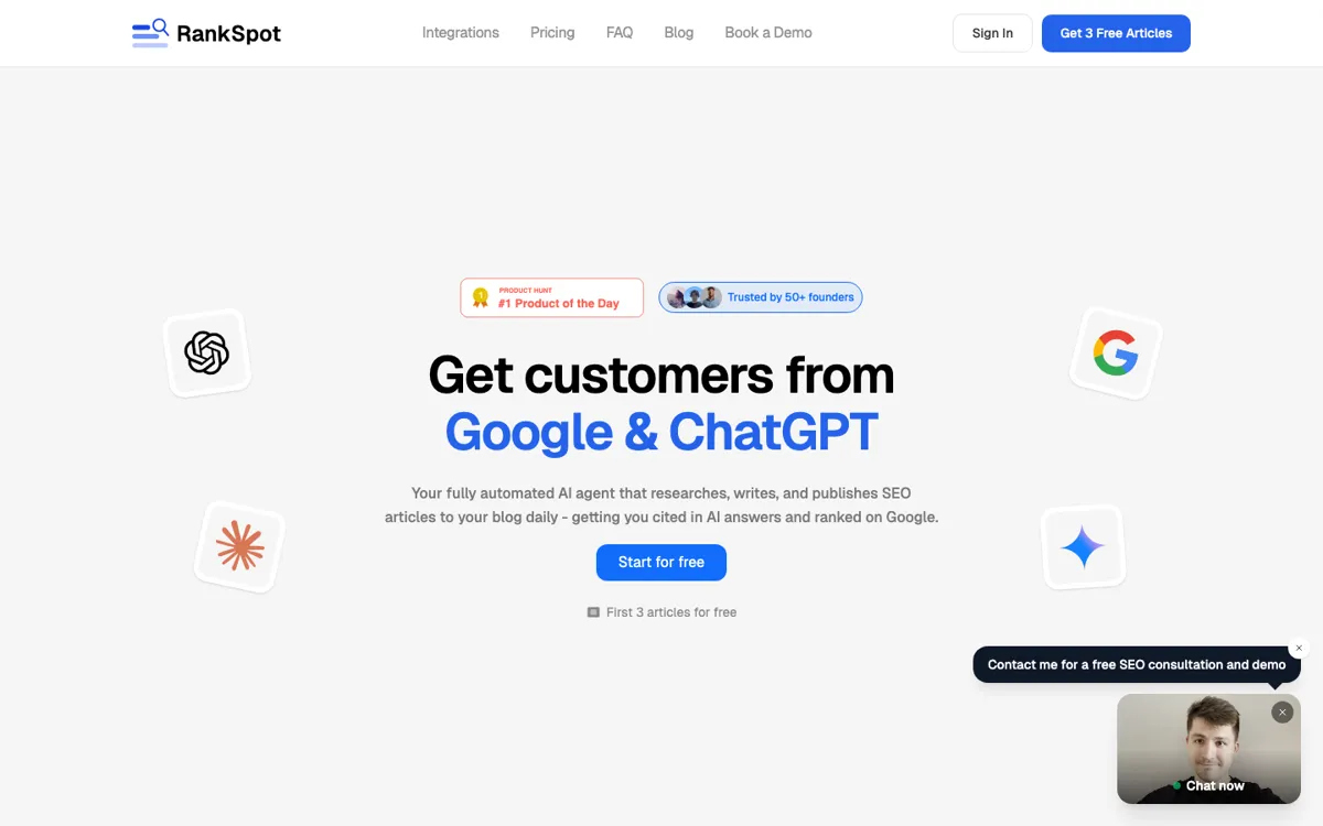 RankSpot official website and landing page preview