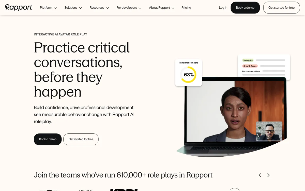 Rapport official website and landing page preview