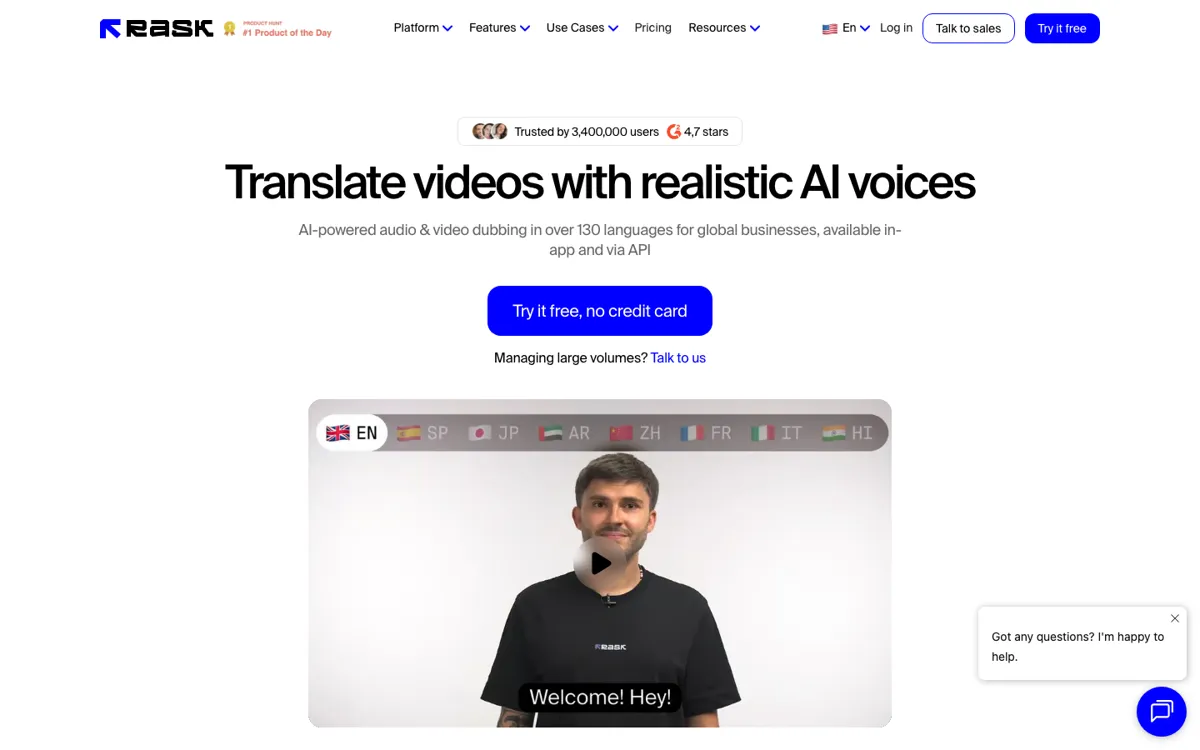 Rask AI official website and landing page preview