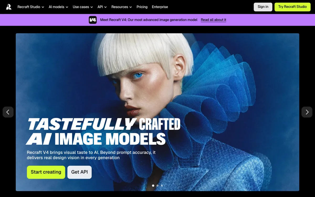 Recraft official website and landing page preview