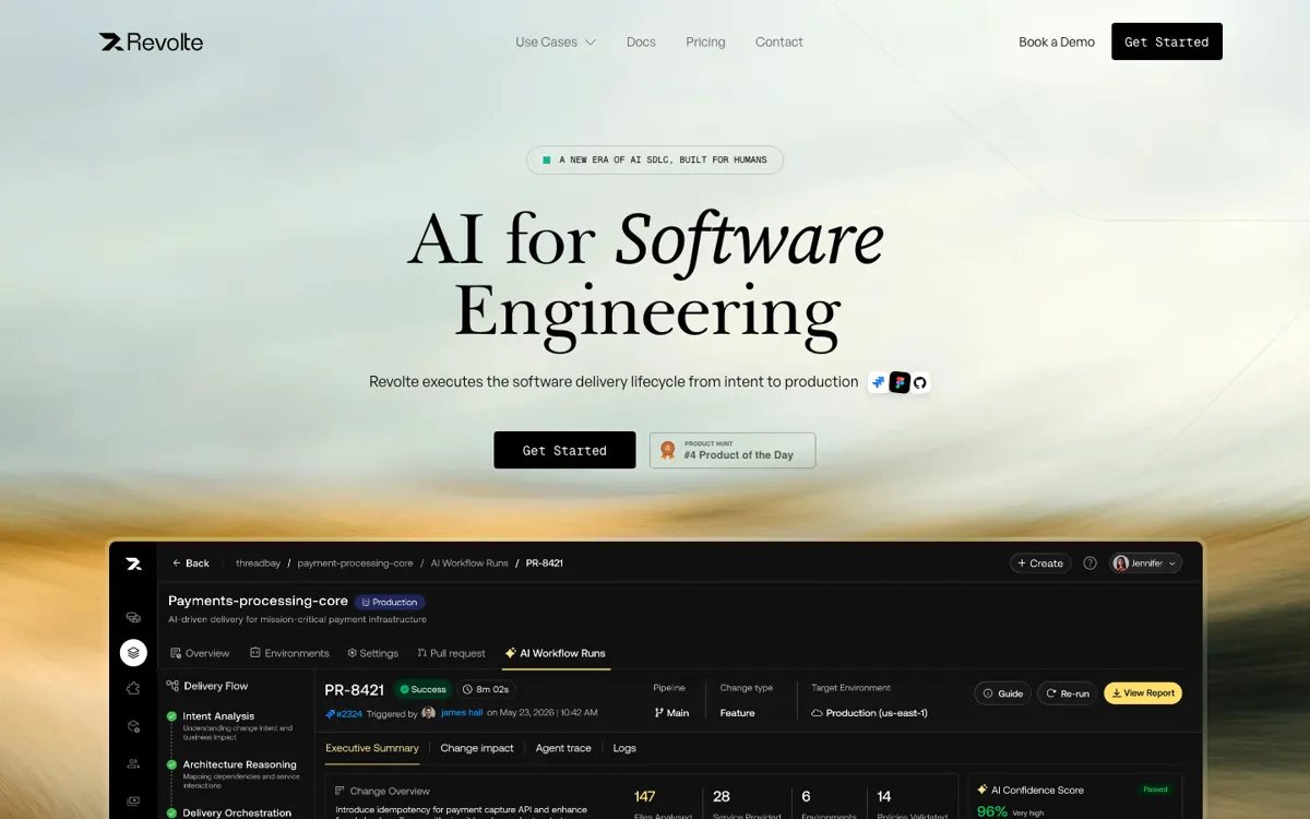Revolte official website and landing page preview
