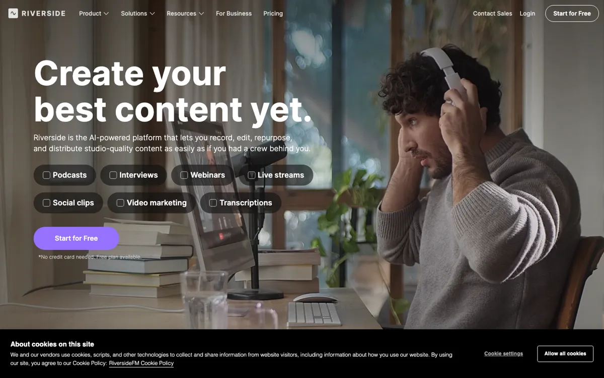 Riverside official website and landing page preview