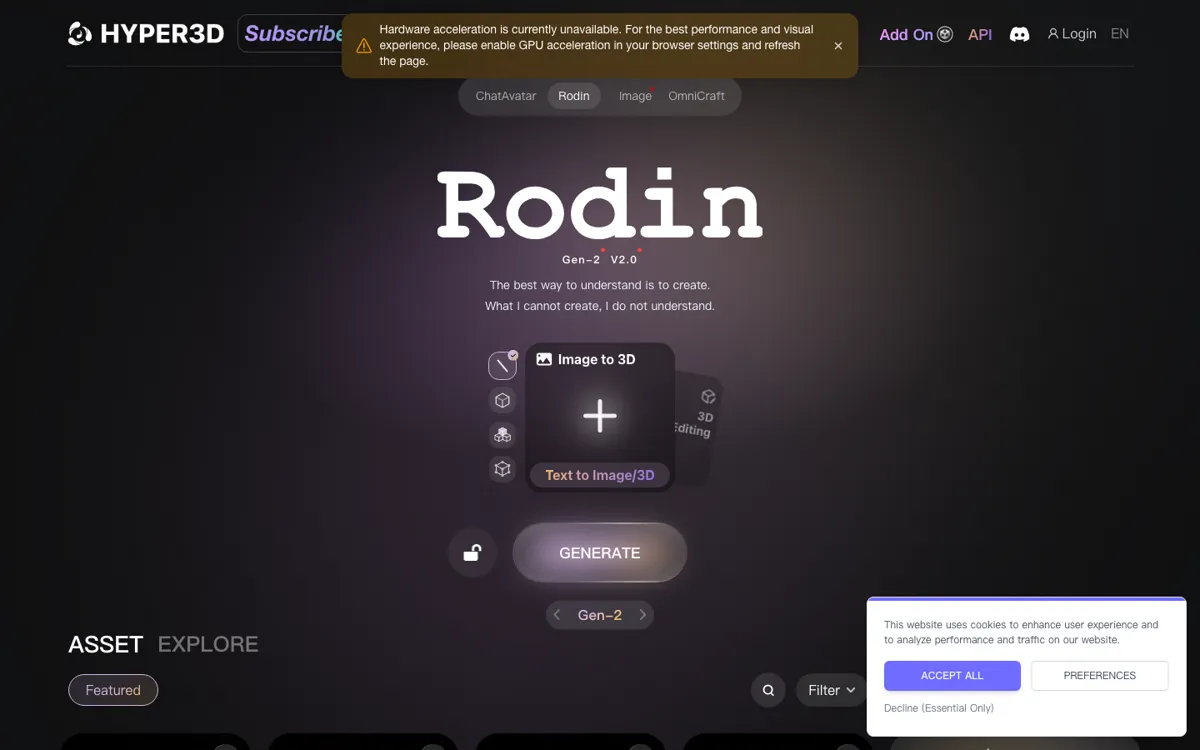 Rodin official website and landing page preview