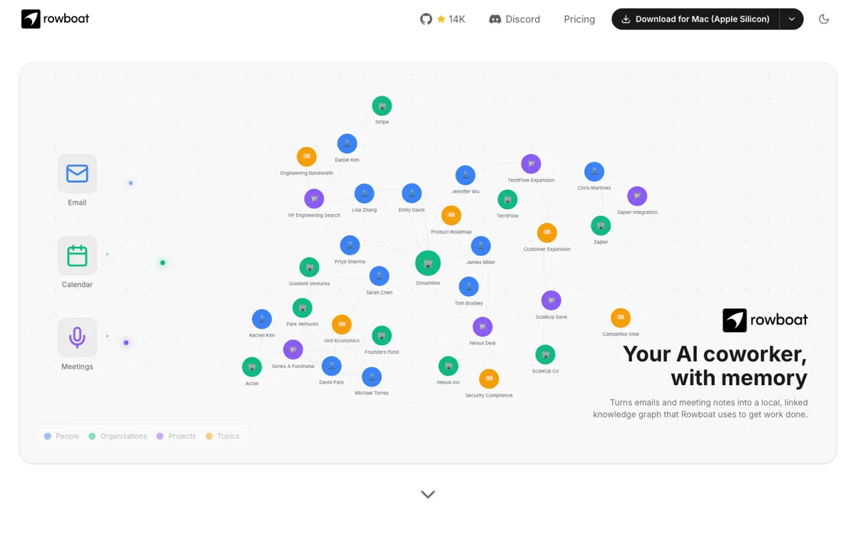 Rowboat official website and landing page preview