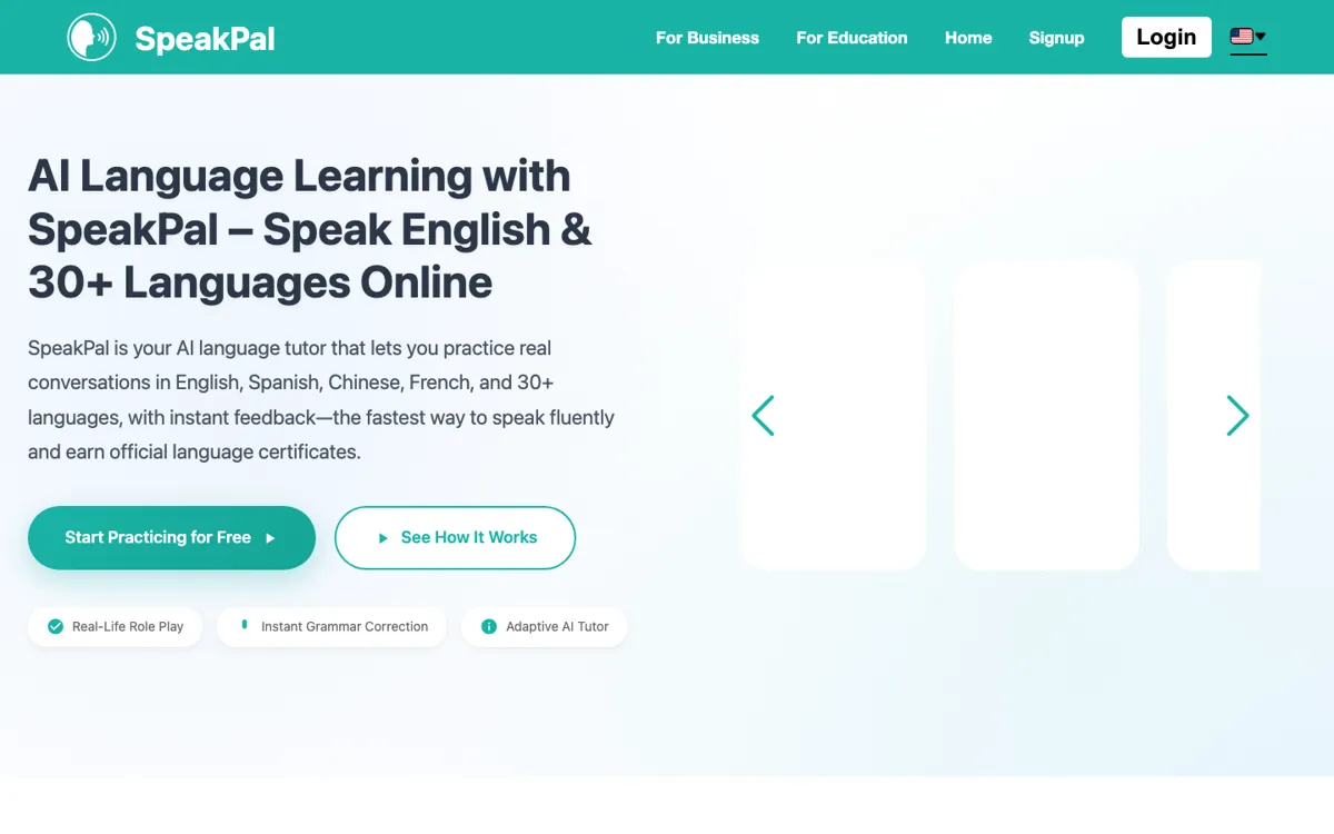 SpeakPal official website and landing page preview