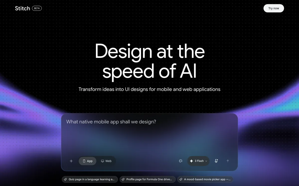 Stitch official website and landing page preview