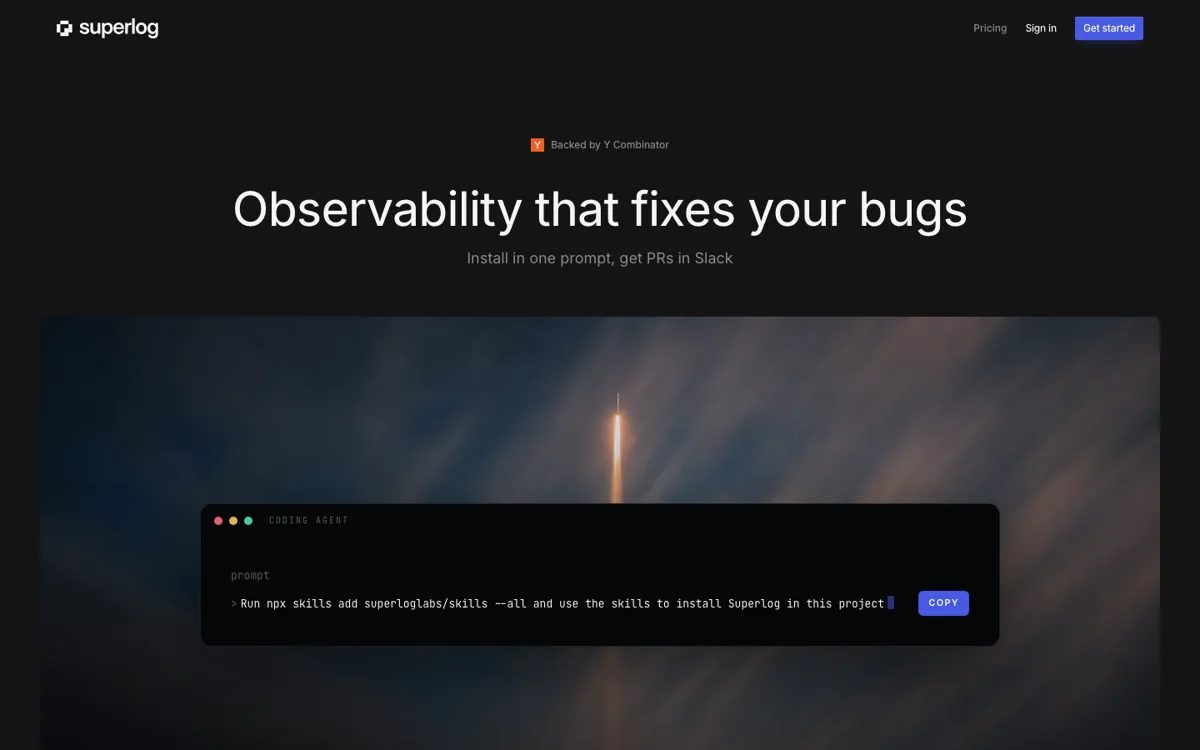 Superlog official website and landing page preview