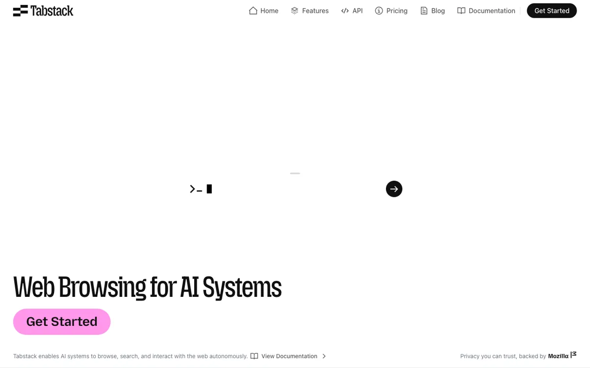 Tabstack Web Research official website and landing page preview