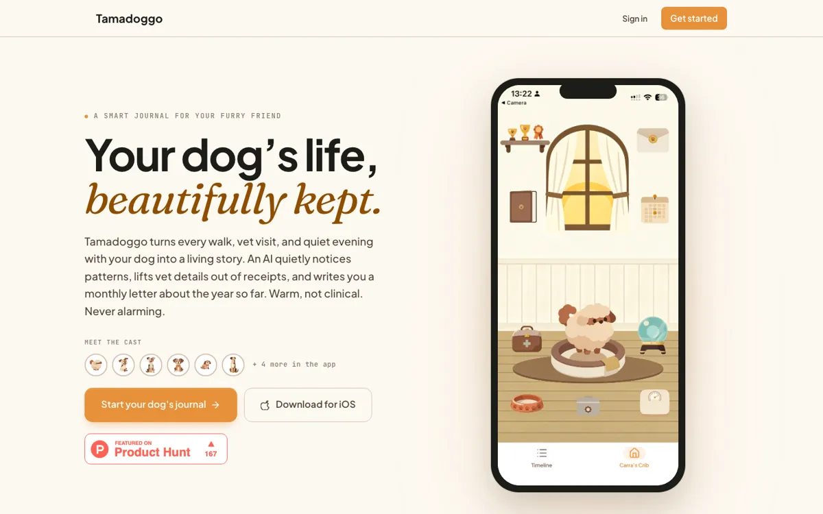 Tamadoggo official website and landing page preview