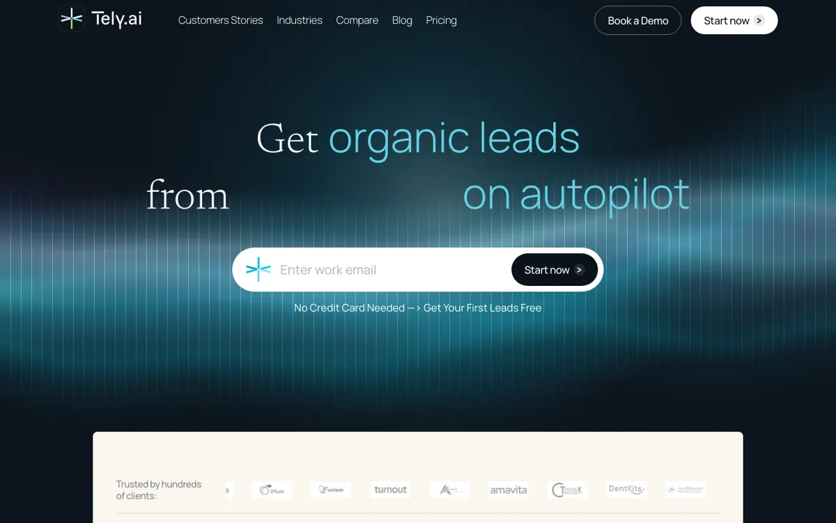 Tely AI official website and landing page preview