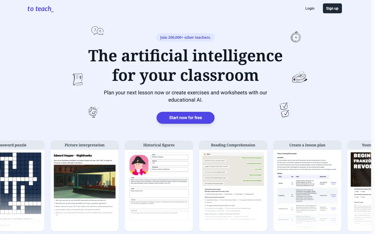 To Teach AI official website and landing page preview
