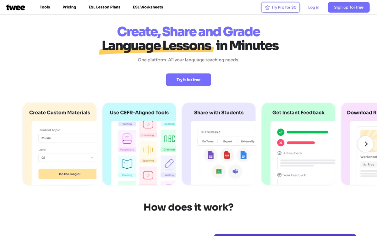 Twee official website and landing page preview
