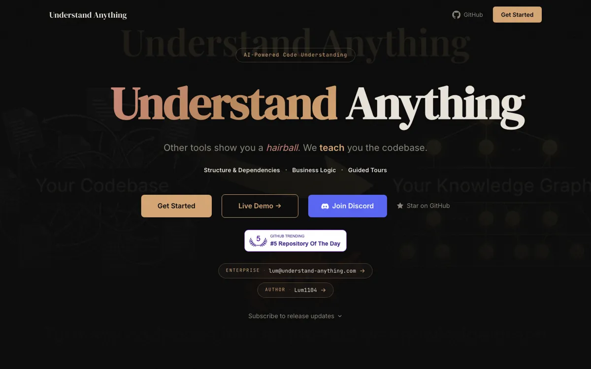 Understand Anything official website and landing page preview
