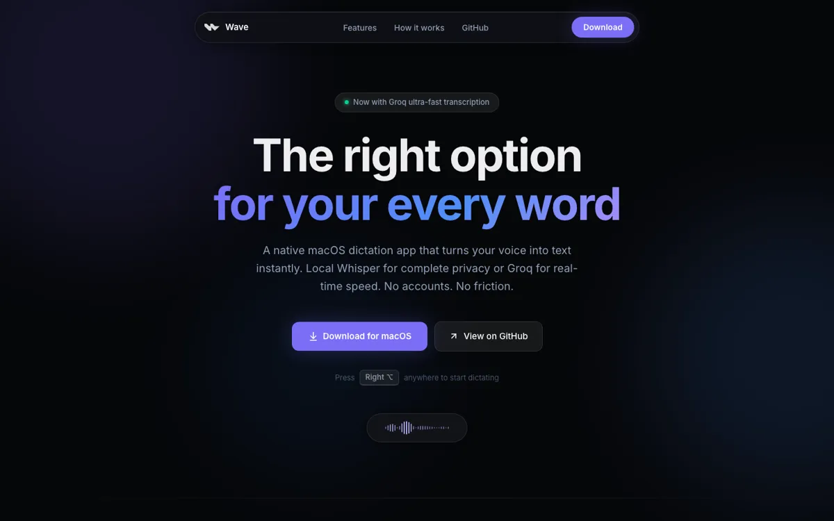 Wave official website and landing page preview