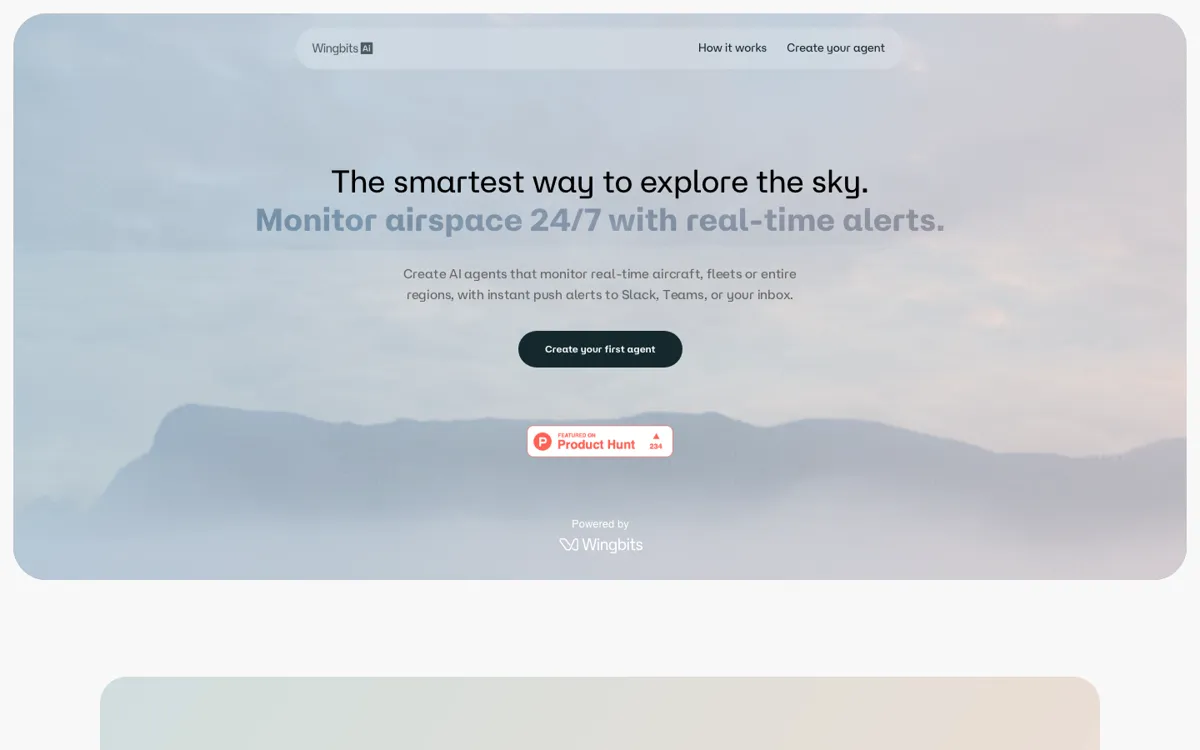 Wingbits AI official website and landing page preview