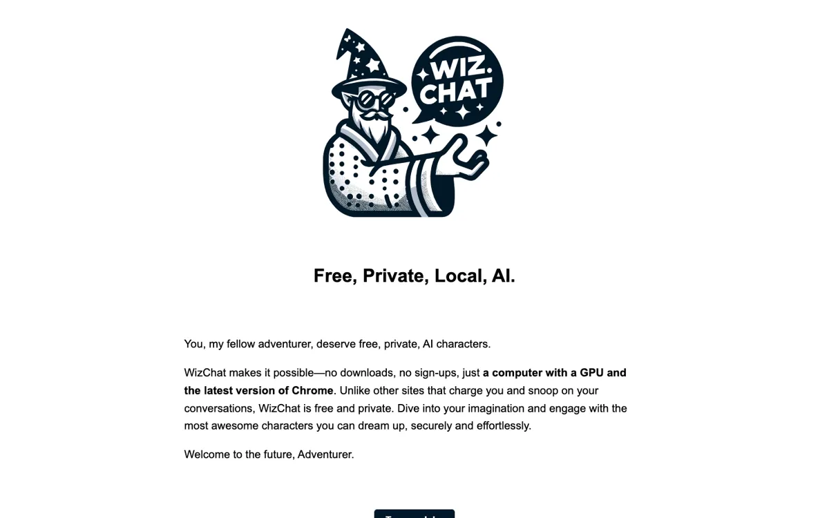 Wiz Chat official website and landing page preview