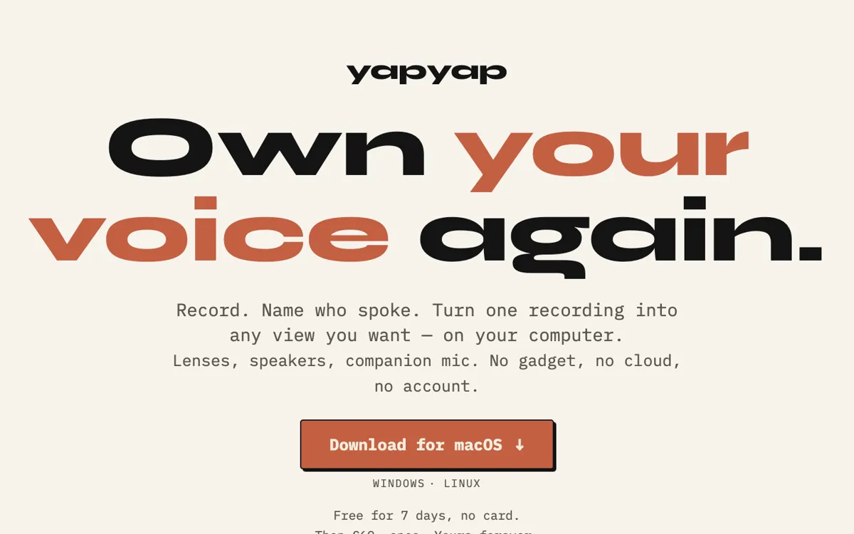 yapyap official website and landing page preview