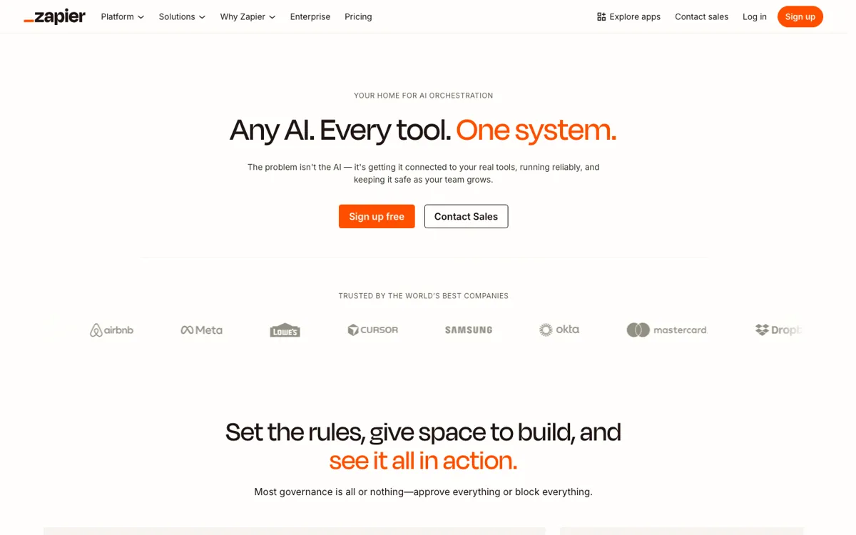 Zapier AI official website and landing page preview